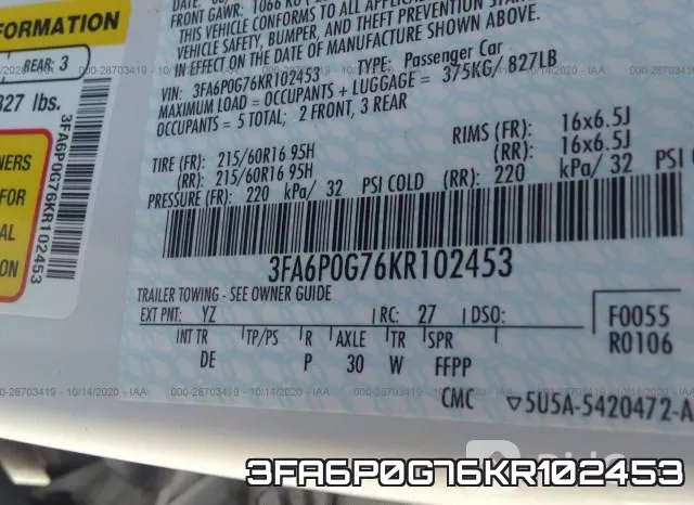 3FA6P0G76KR102453 фото 10