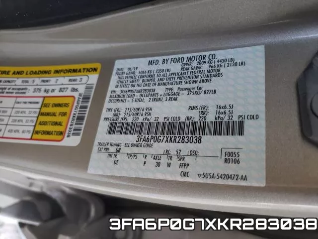 3FA6P0G7XKR283038 фото 2