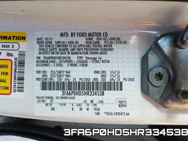 3FA6P0HD5HR334538 фото 2
