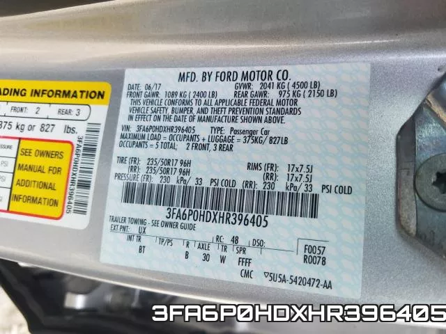 3FA6P0HDXHR396405 фото 2