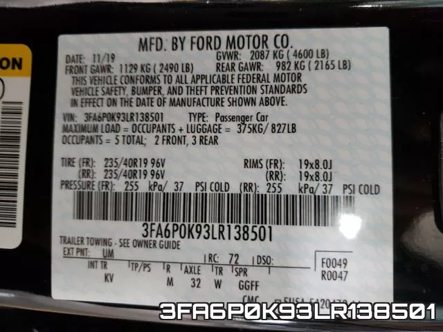 3FA6P0K93LR138501 фото 2