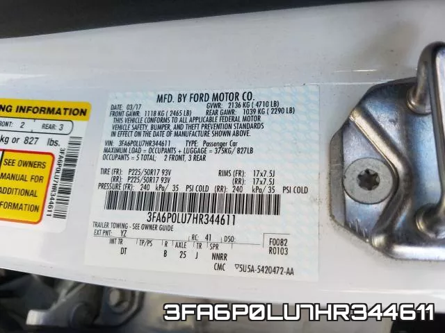 3FA6P0LU7HR344611 фото 2