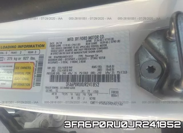 3FA6P0RU0JR241852 фото 10