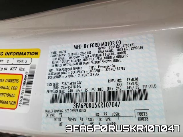 3FA6P0RU5KR107047 фото 2