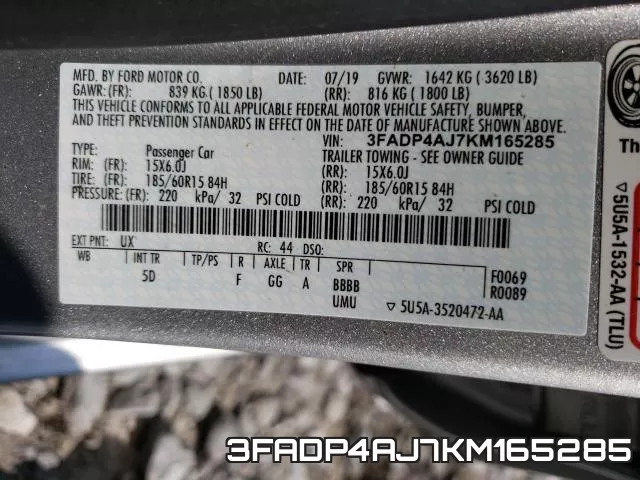 3FADP4AJ7KM165285 фото 2