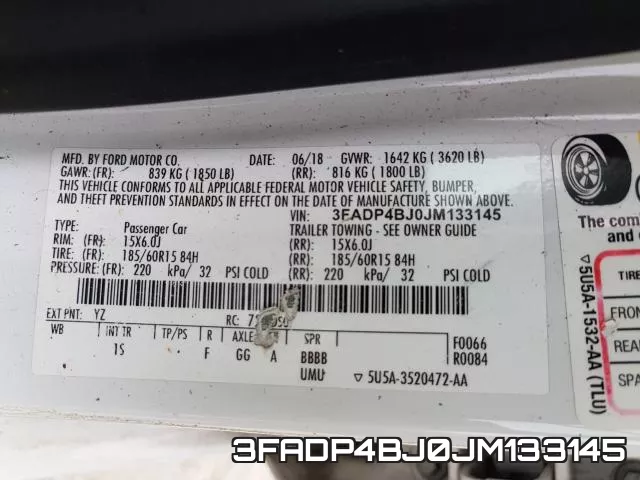 3FADP4BJ0JM133145 фото 2