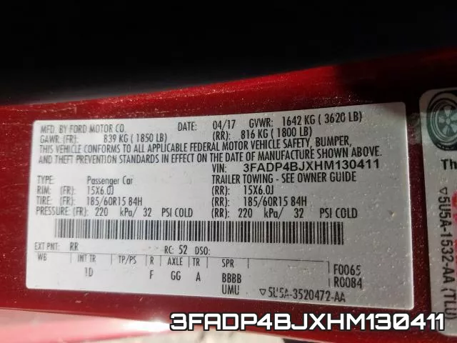 3FADP4BJXHM130411 фото 2