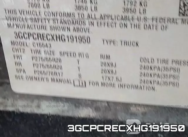 3GCPCRECXHG191950 фото 10