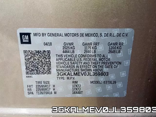 3GKALMEV0JL359803 фото 2