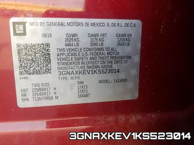 3GNAXKEV1KS523014 фото 2