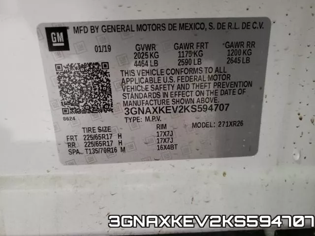 3GNAXKEV2KS594707 фото 2