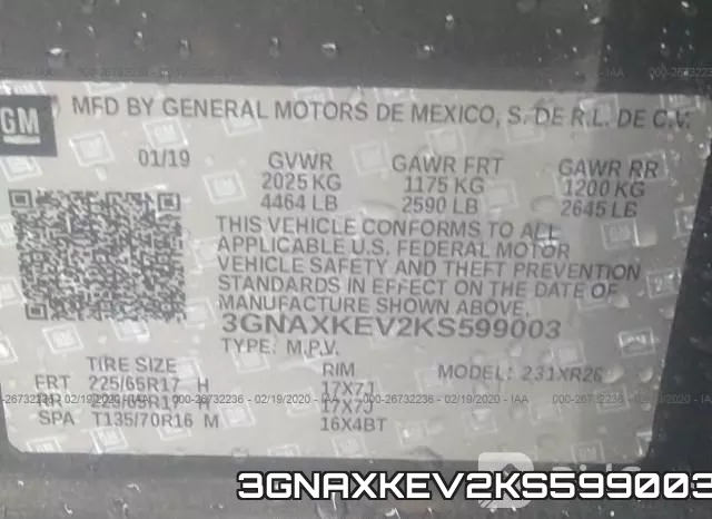 3GNAXKEV2KS599003 фото 10