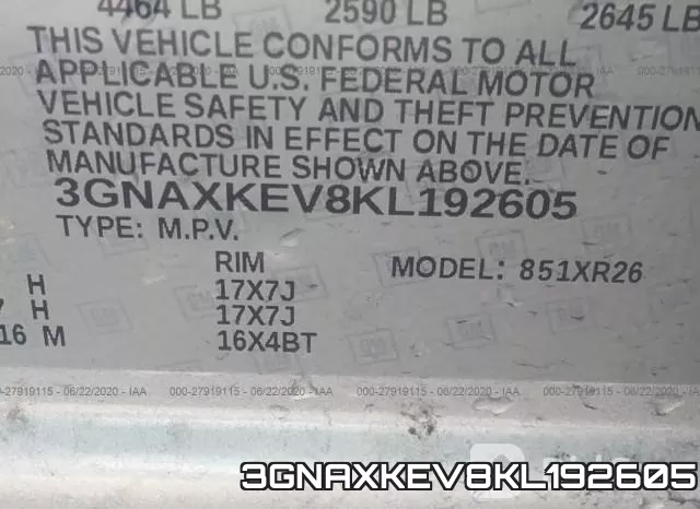 3GNAXKEV8KL192605 фото 10