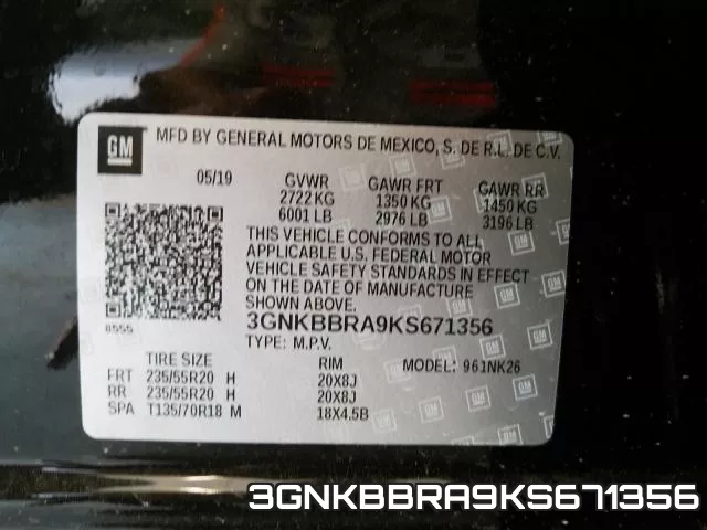 3GNKBBRA9KS671356 фото 2