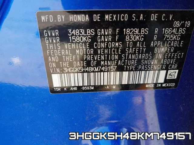3HGGK5H48KM749157 фото 2