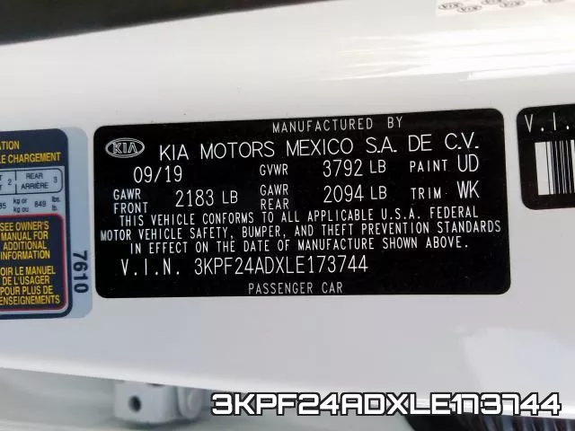 3KPF24ADXLE173744 фото 2