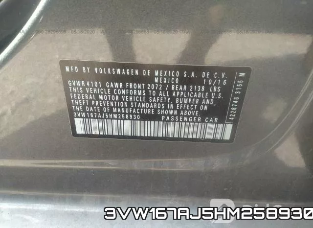 3VW167AJ5HM258930 фото 10