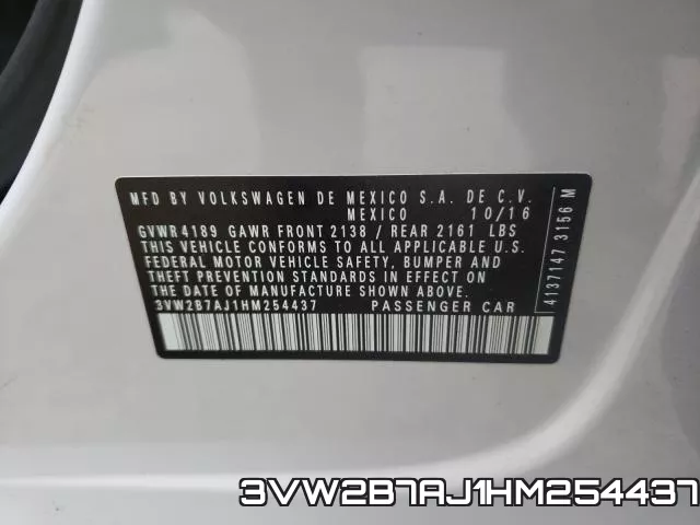 3VW2B7AJ1HM254437 фото 2