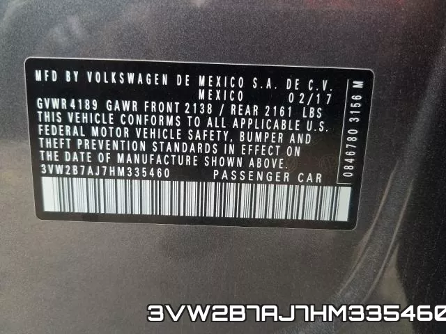 3VW2B7AJ7HM335460 фото 2