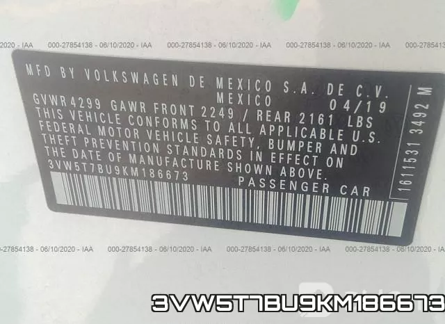 3VW5T7BU9KM186673 фото 9