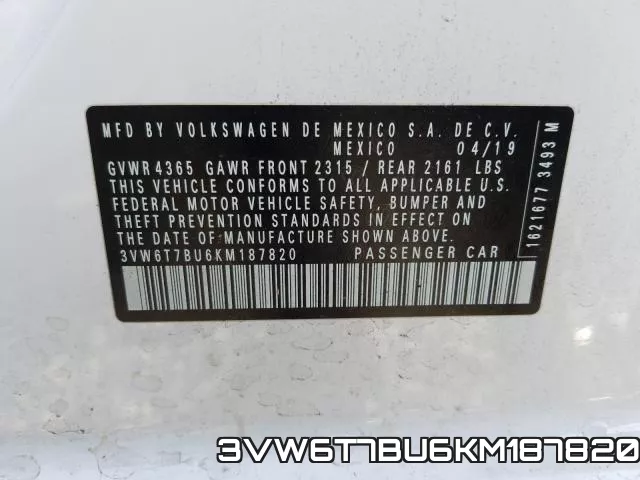 3VW6T7BU6KM187820 фото 2