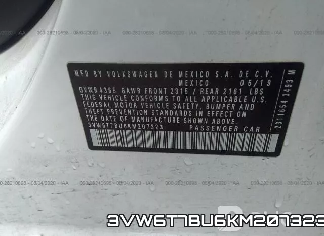 3VW6T7BU6KM207323 фото 10