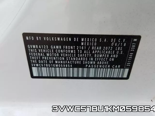3VWC57BU1KM059854 фото 2