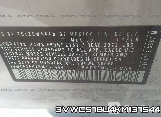 3VWC57BU4KM137544 фото 10
