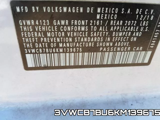 3VWCB7BU6KM139675 фото 2