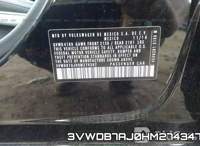 3VWDB7AJ0HM274347 фото 9