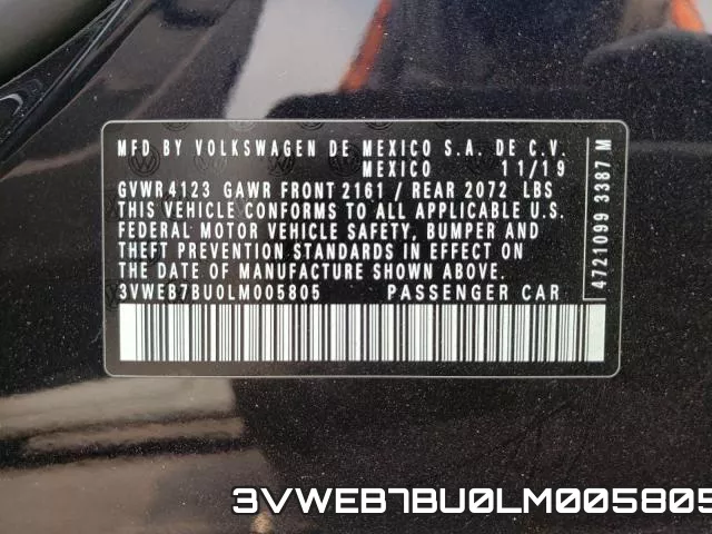 3VWEB7BU0LM005805 фото 2