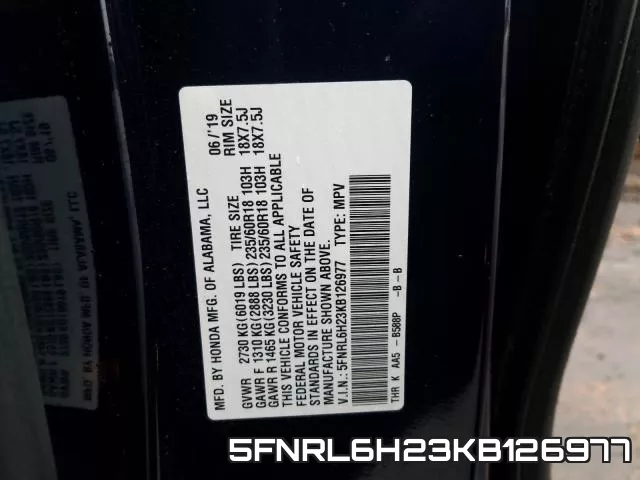 5FNRL6H23KB126977 фото 2