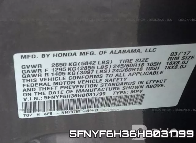 5FNYF6H36HB031799 фото 10