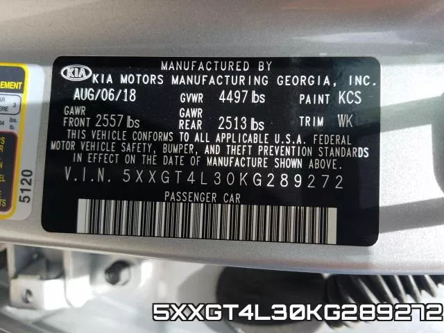 5XXGT4L30KG289272 фото 2