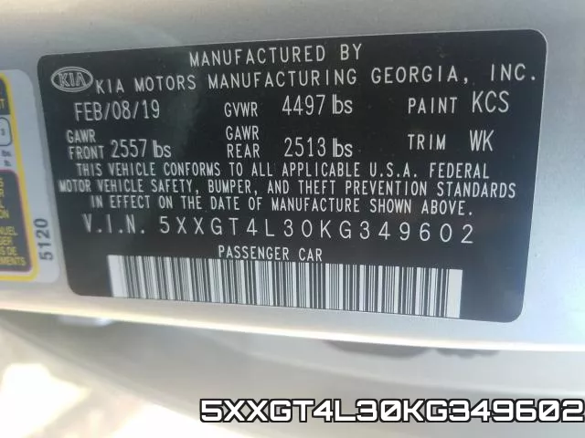 5XXGT4L30KG349602 фото 2