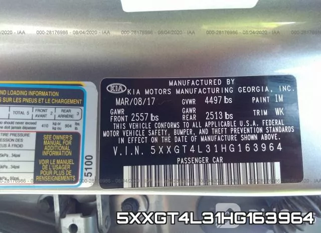 5XXGT4L31HG163964 фото 10
