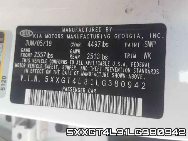 5XXGT4L31LG380942 фото 2