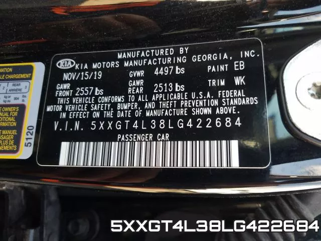 5XXGT4L38LG422684 фото 2