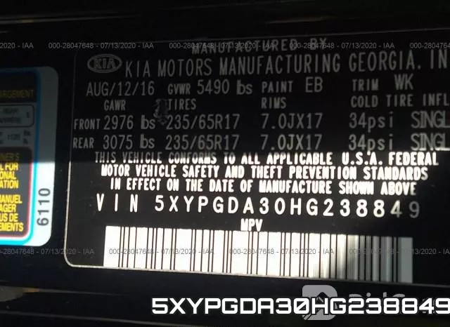 5XYPGDA30HG238849 фото 10