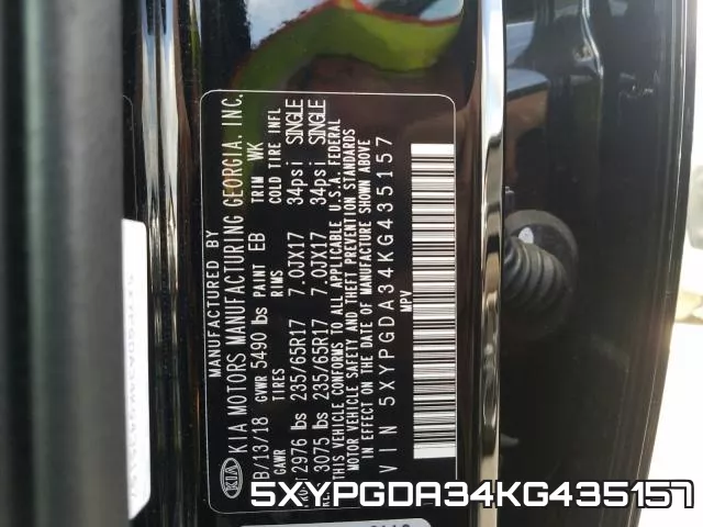 5XYPGDA34KG435157 фото 2