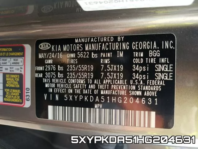 5XYPKDA51HG204631 фото 2