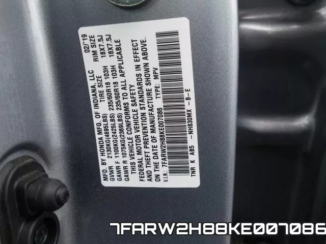 7FARW2H88KE007086 фото 2
