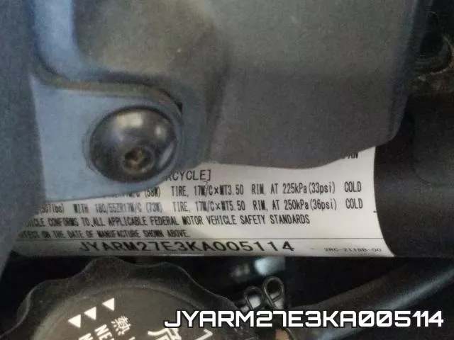 JYARM27E3KA005114 фото 2
