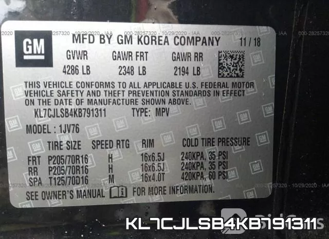KL7CJLSB4KB791311 фото 10