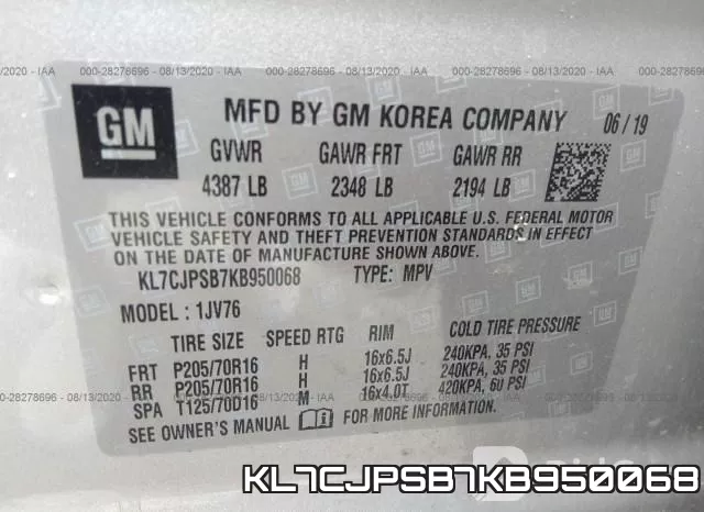 KL7CJPSB7KB950068 фото 10