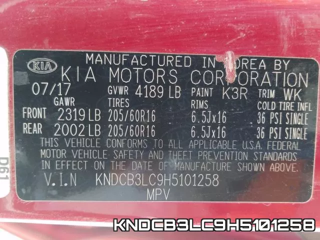 KNDCB3LC9H5101258 фото 2