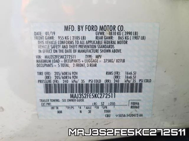 MAJ3S2FE5KC272511 фото 2