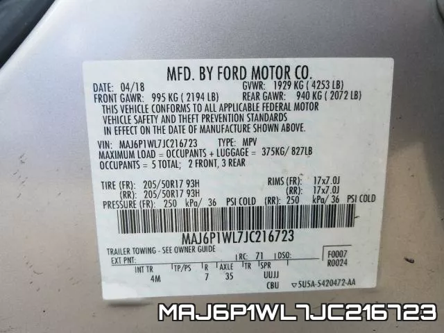 MAJ6P1WL7JC216723 фото 2