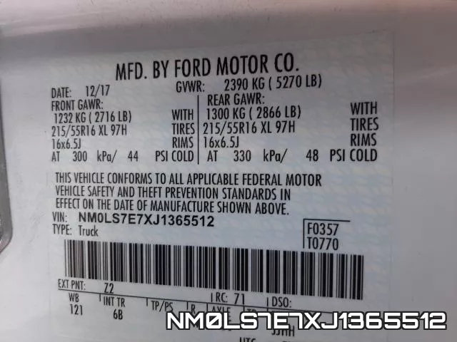 NM0LS7E7XJ1365512 фото 2