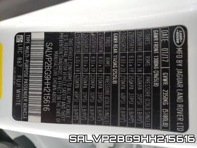 SALVP2BG9HH215616 фото 2